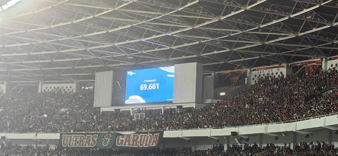 将近7万人，国足客战印尼现场观众人数：69661人