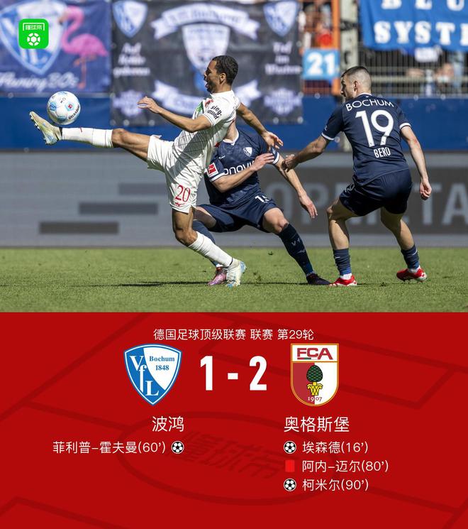 波鸿1-2奥格斯堡，埃森德、霍夫曼破门，柯米尔绝杀
