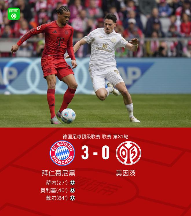 劍南春｜拜仁3-0美因茨本輪無(wú)緣提前奪冠，凱恩染黃下輪停賽