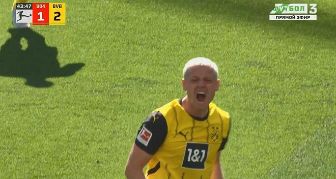 第43分鐘，格羅斯助攻，萊爾森打遠角破門，多特2-1反超勒沃庫森