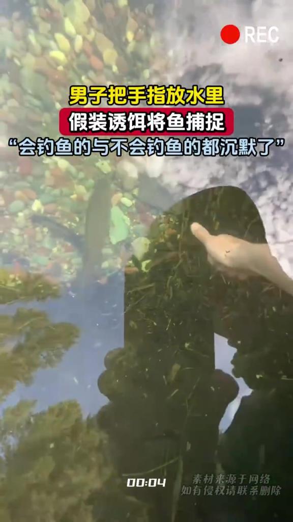 男子手指诱捕鱼引争议：“会钓和不会钓的都沉默了”