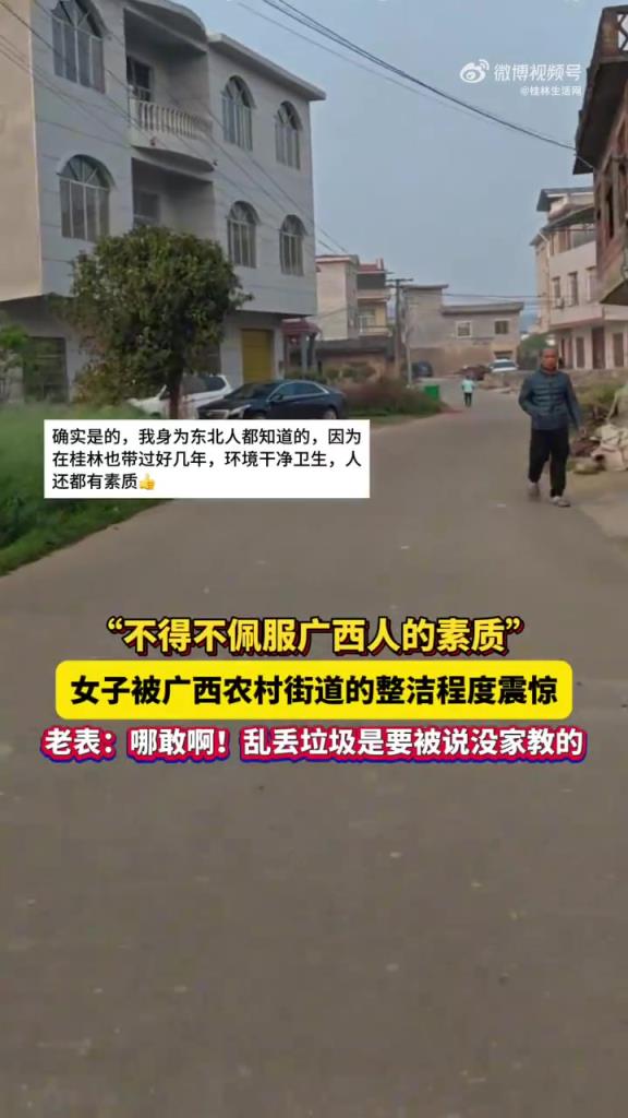 网友被广西农村街道的整洁程度震惊