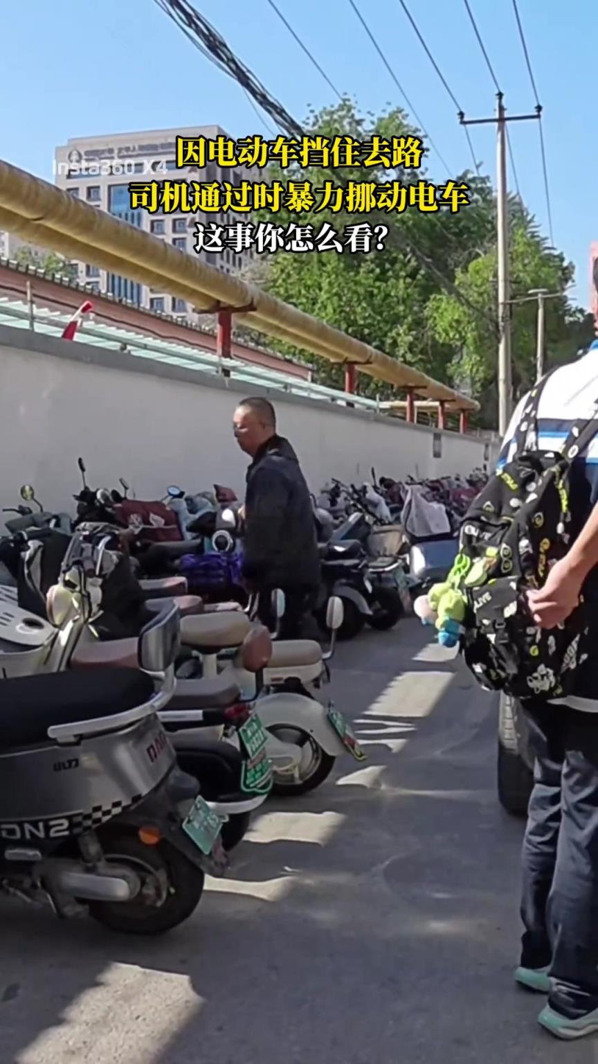 因电动车挡住去路，司机通过时暴力挪动电车，这事你怎么看