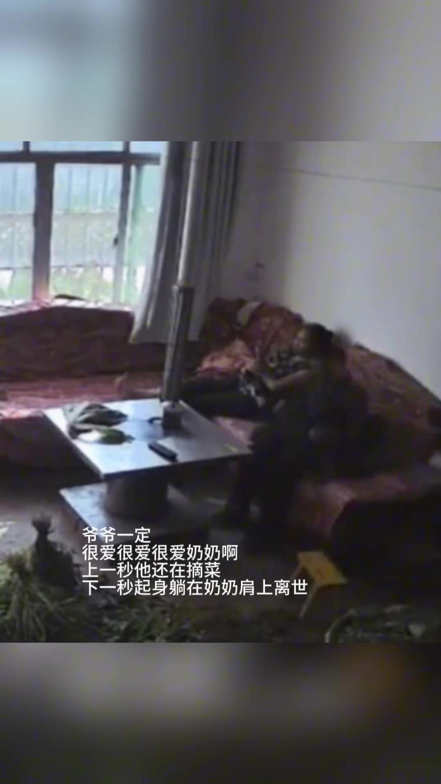 爷爷一定很爱奶奶，在最后一刻也要依偎在老伴身边