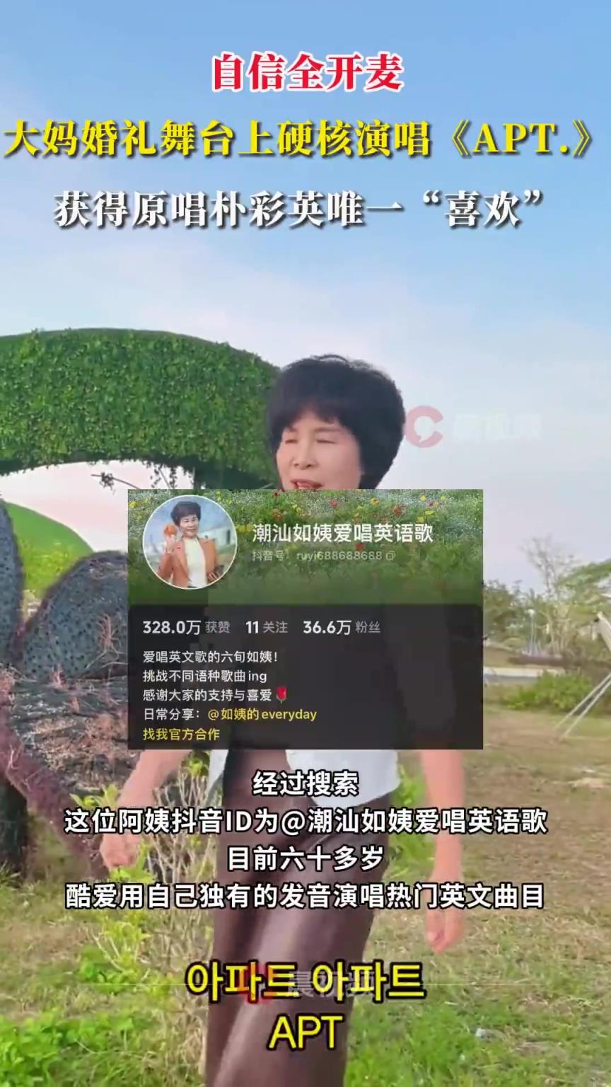 大媽婚禮舞臺(tái)上硬核演唱APT