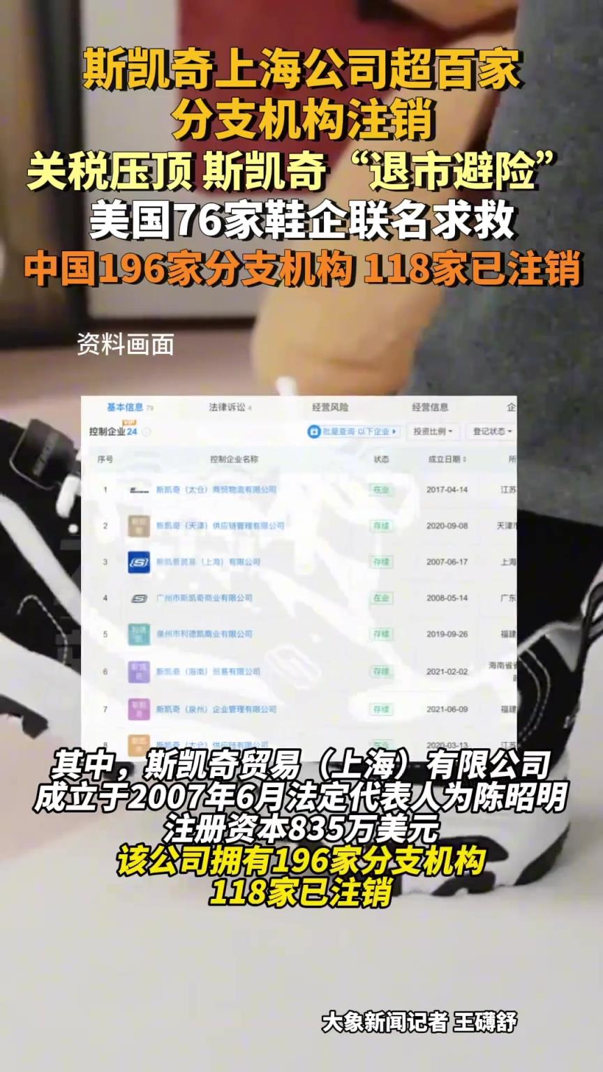 斯凱奇上海公司超百家分支機(jī)構(gòu)注銷 關(guān)稅壓頂 斯凱奇“退市避險(xiǎn)”
