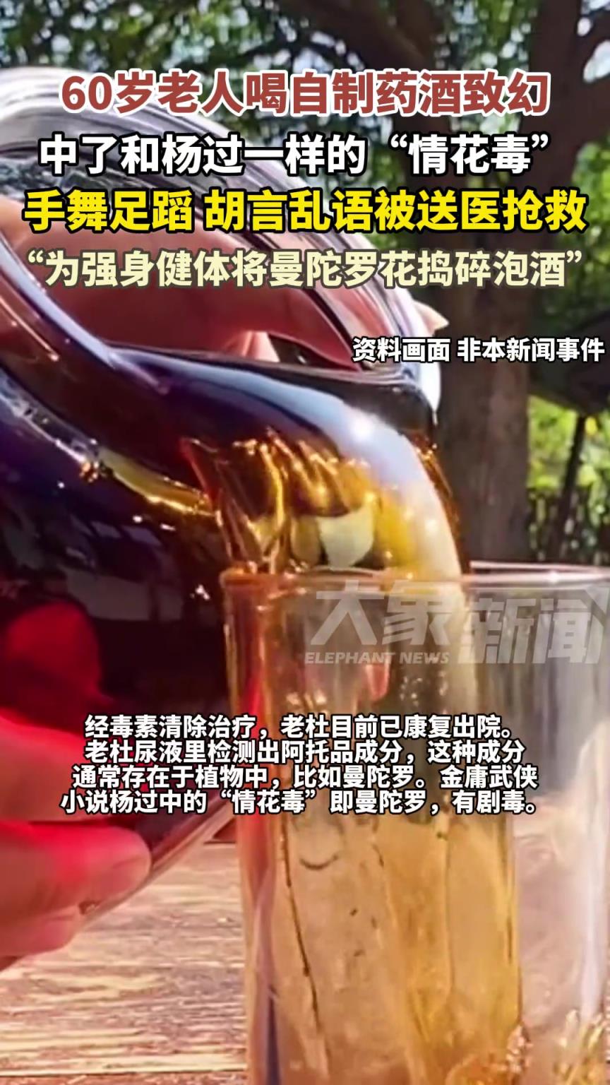 60歲大爺聽信偏方自制曼陀羅花藥酒，結(jié)果..