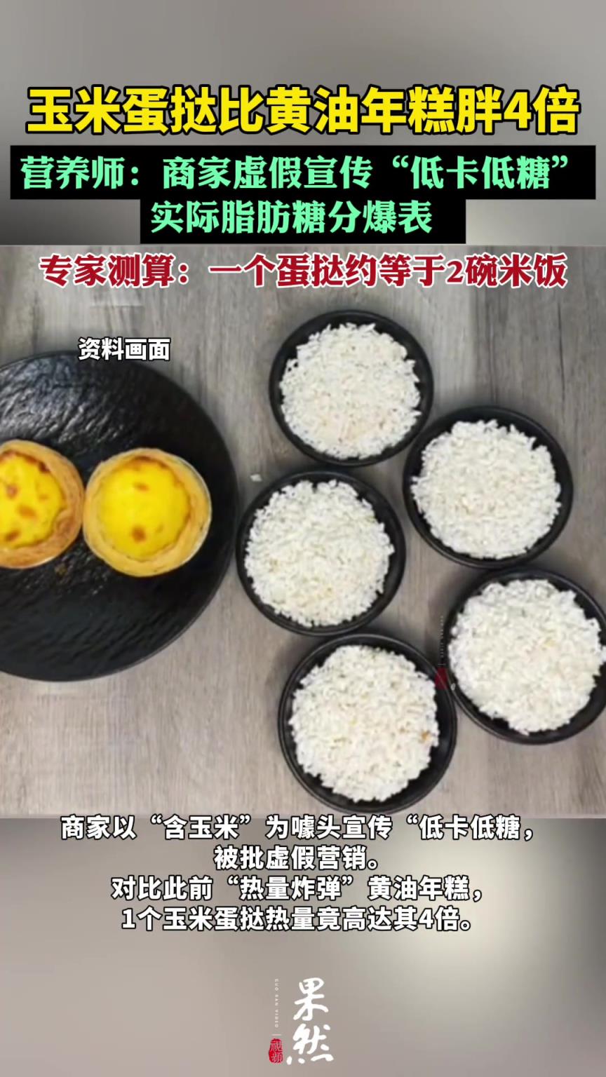 玉米蛋撻比黃油年糕胖4倍
