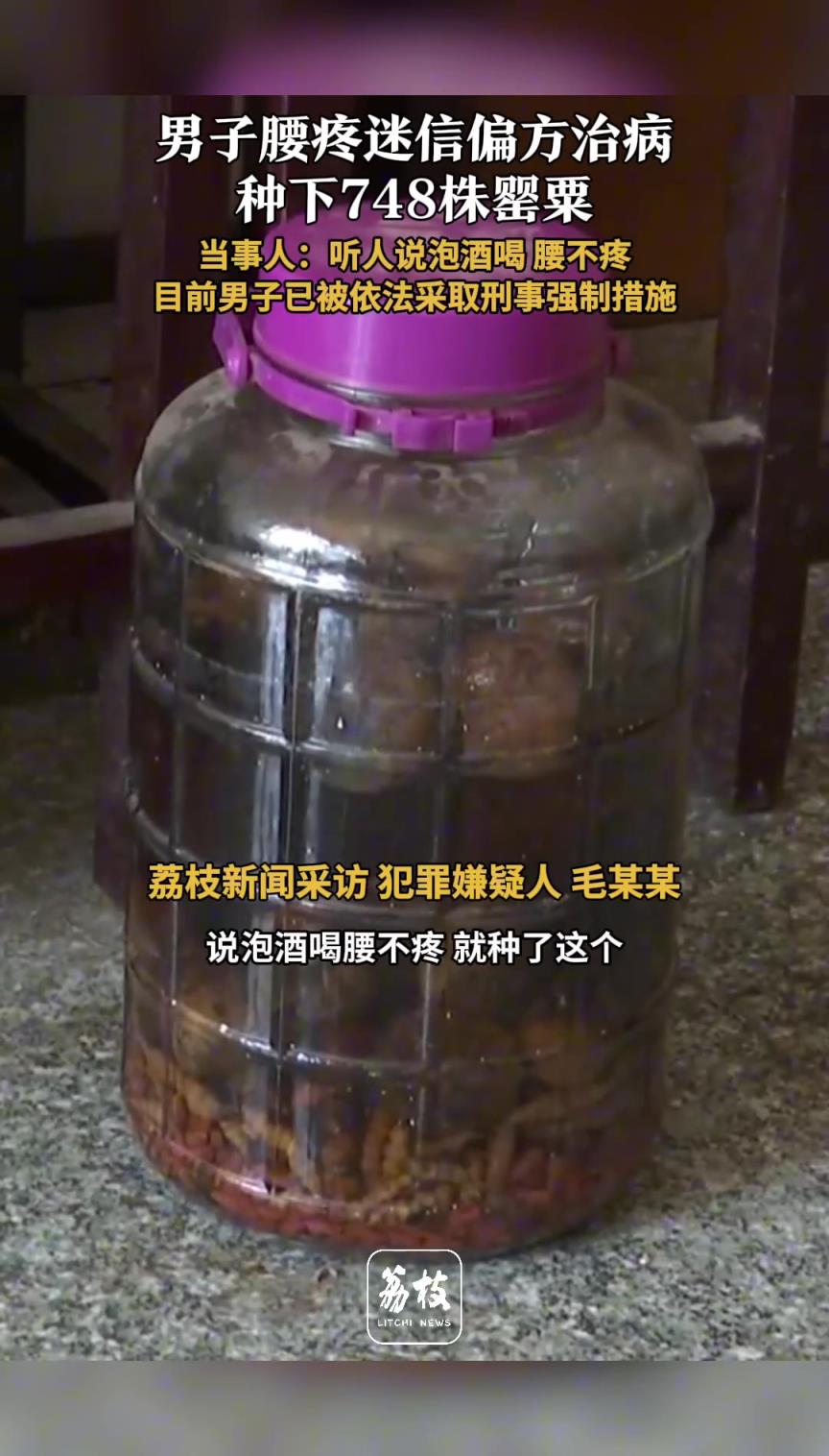 男子腰疼迷信偏方治病种748株罂粟