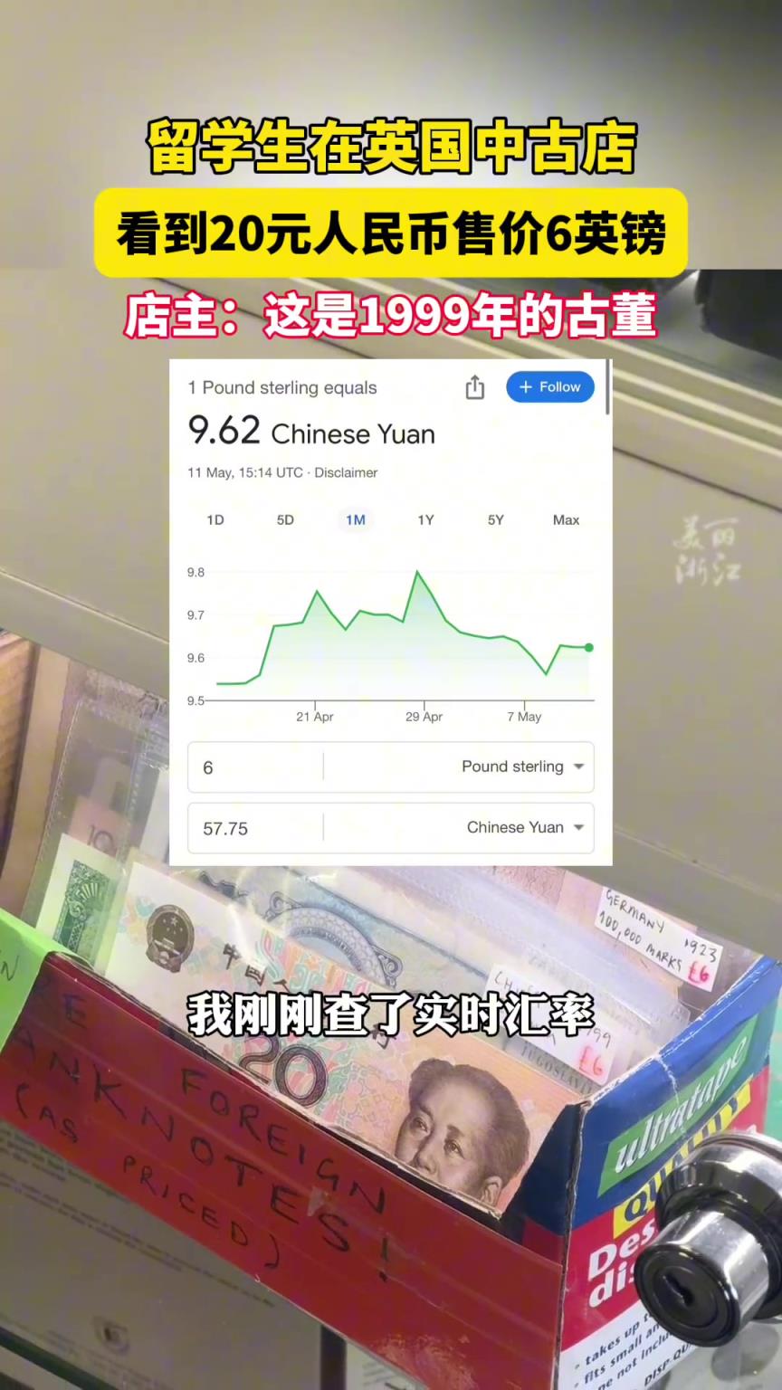 留学生在英国中古店看到，20元人民币售价6英镑 ？