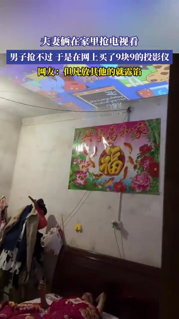 夫妻抢电视未果买廉价投影仪，网友：9.9 元换家庭和谐