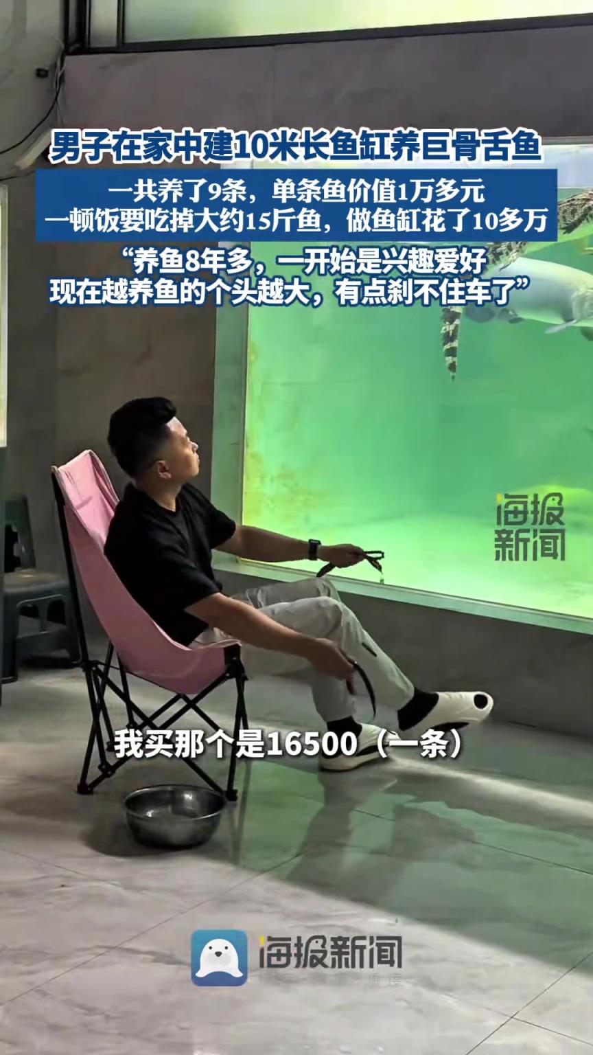 男子在家中建10米長(zhǎng)魚缸養(yǎng)巨骨舌魚