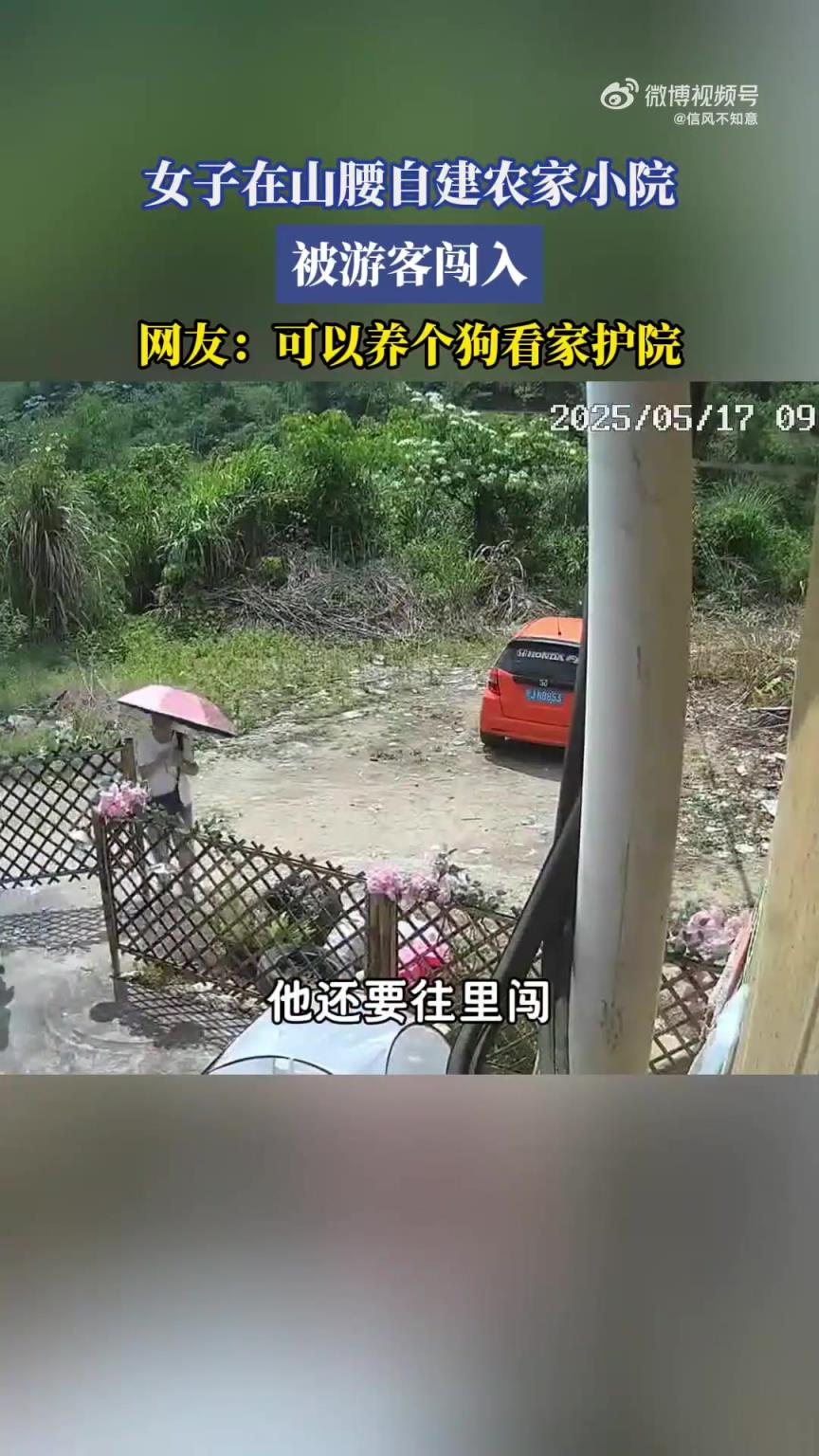 女子山腰自建农家小院遭游客闯入，网友建议养狗护院
