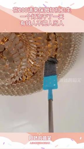 花200请来保姆打扫卫生，一个灯泡干了一天
