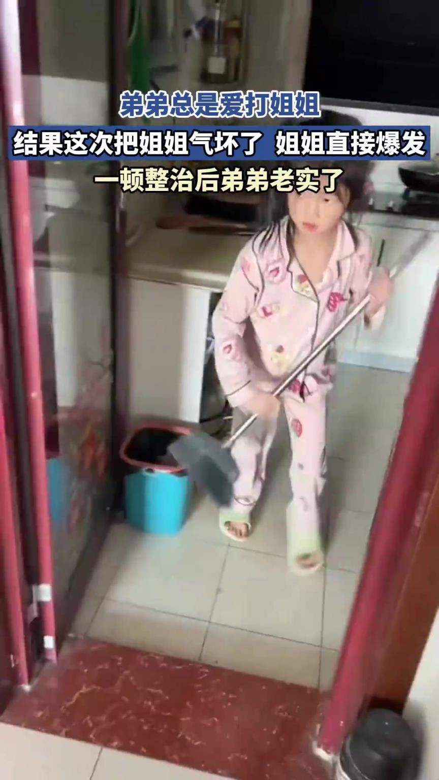 弟弟总是爱打姐姐，结果这次把姐姐气坏了，姐姐直接爆发！