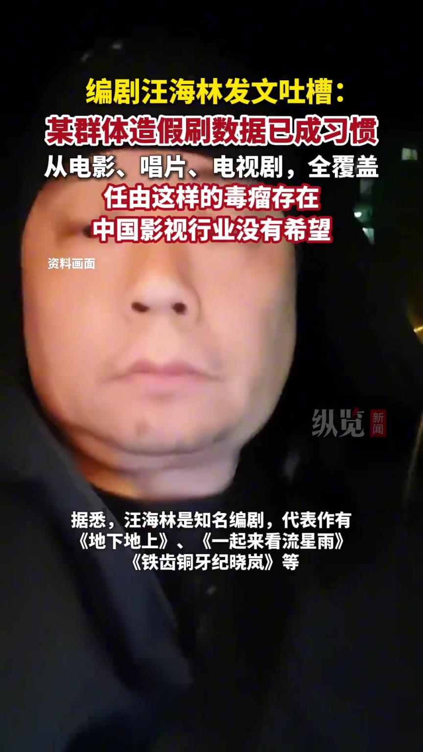 编剧汪海林发文称：某群体造假刷数据已成习惯。