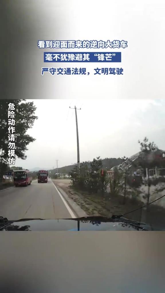 看到迎面而來的逆向大貨車 毫不猶豫避其鋒芒