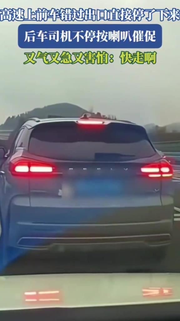 高速上前車錯(cuò)過路口,直接停了下來,后車司機(jī)又急又氣又害怕!