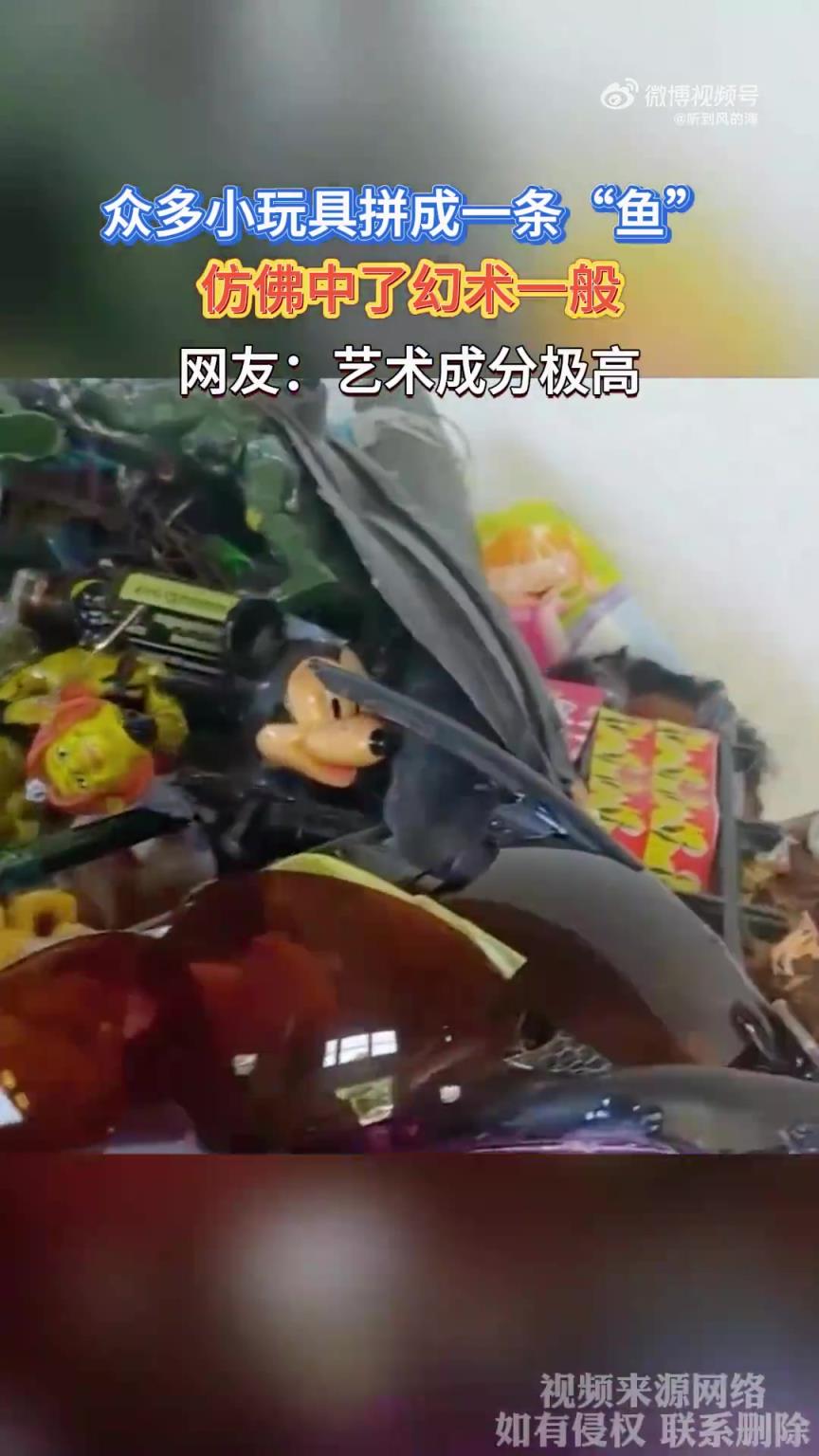 众多小玩具拼成一条“鱼”，仿佛中了幻术一般！！