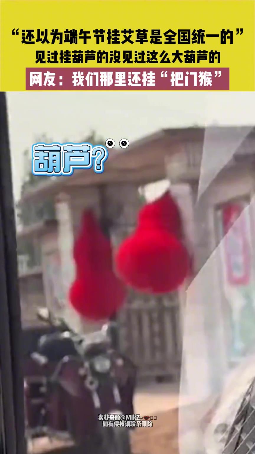 還以為端午節(jié)掛艾草是全國統(tǒng)一的，見過掛葫蘆的沒見過這么大的