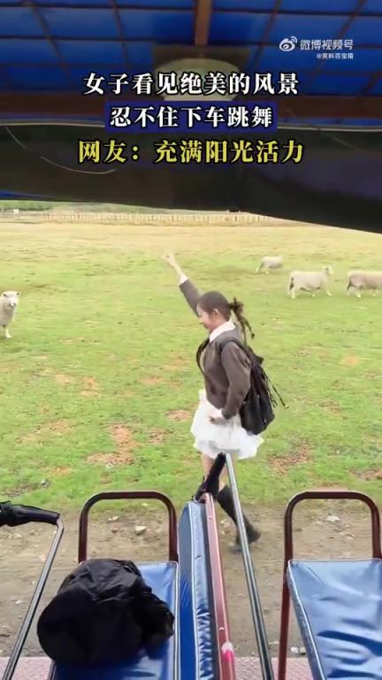 女子见绝美风景，忍不住下车翩翩起舞