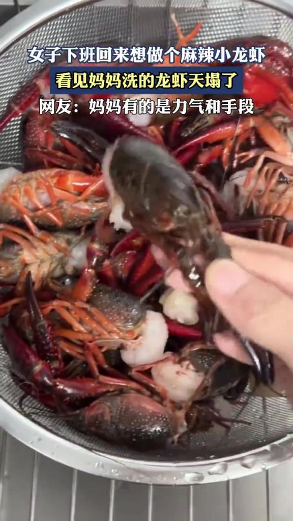 媽媽洗小龍蝦現(xiàn) “暗黑料理”，女兒崩潰：這能吃？