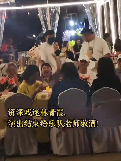 资深戏迷林青霞,演出结束给乐队老师敬酒!!