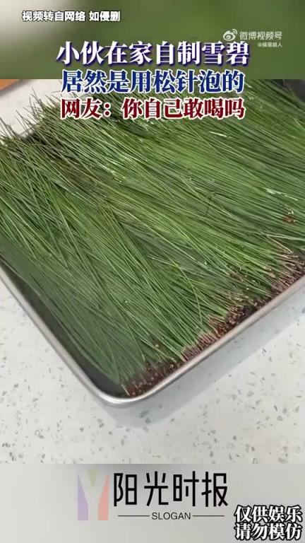 小伙在家用松針自制雪碧，新奇做法引關(guān)注