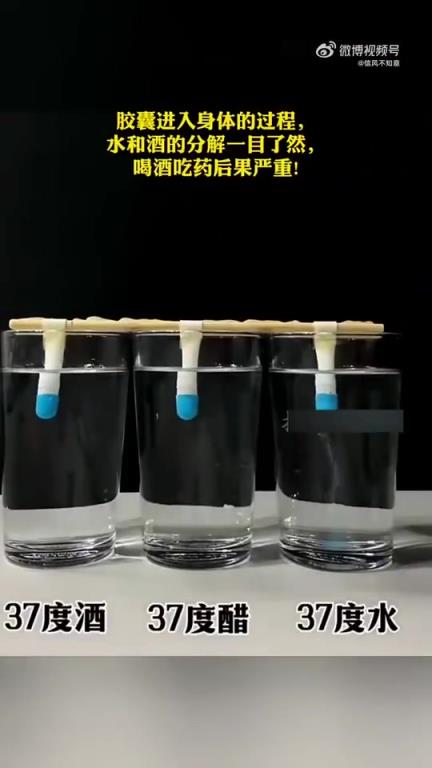 胶囊入体过程：水与酒分解情况明晰，喝酒吃药风险大