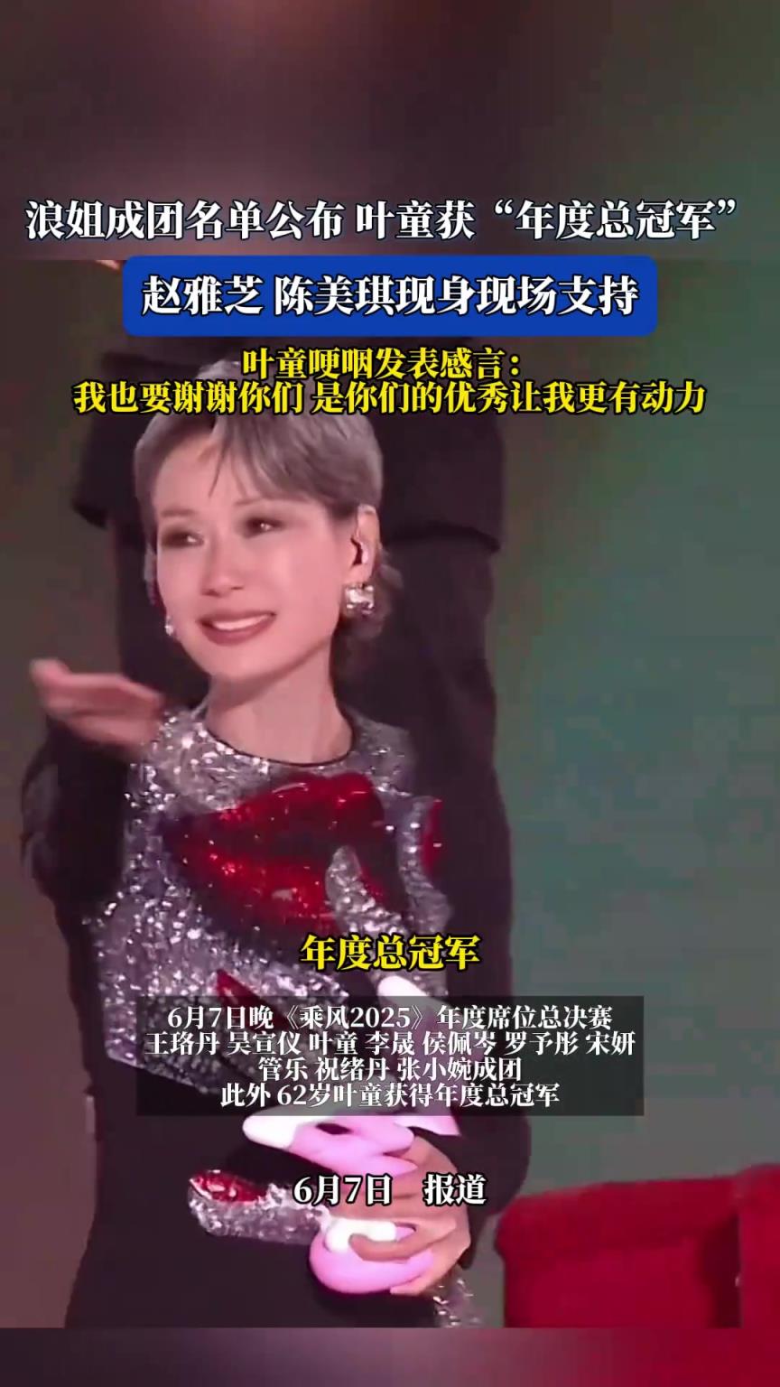浪姐成团名单公布叶童获“年度总冠军”