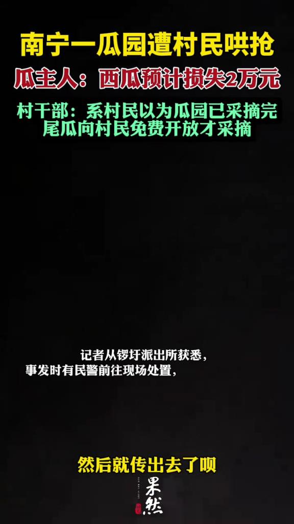 尾瓜遭村民哄抢？当地村干部回应