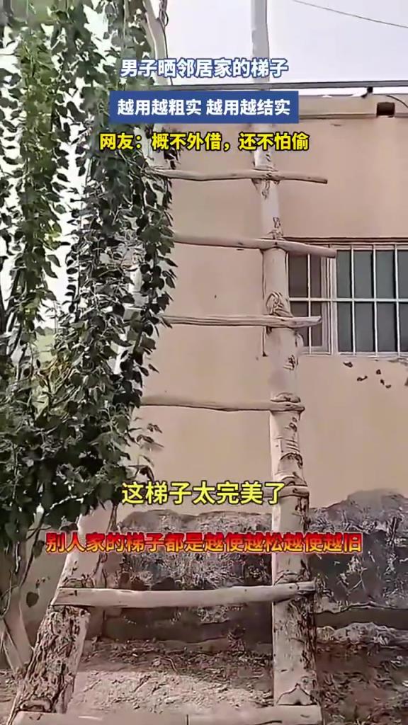 男子曬鄰居家的梯子