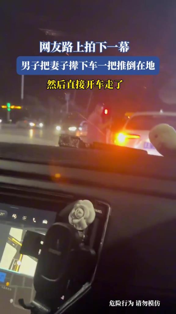 網友路上拍下一幕,男子把女子攆下車一把推倒在地!!!!