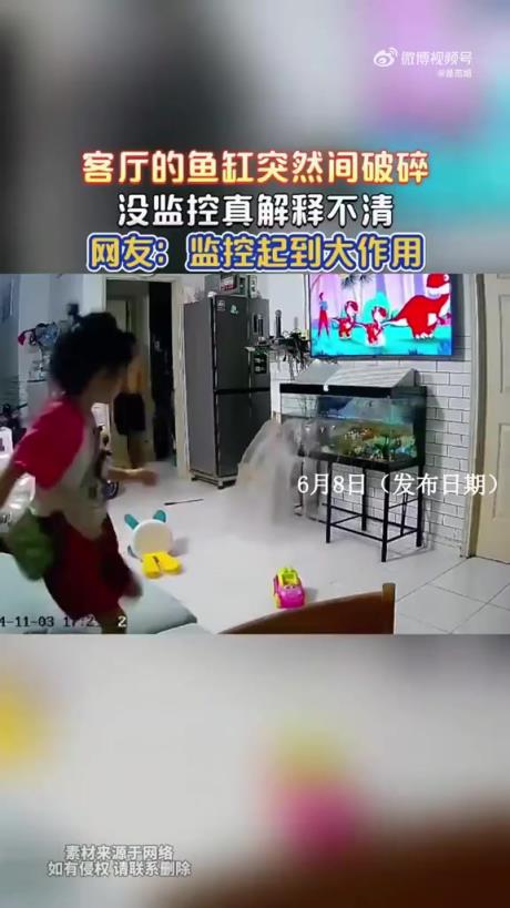 客廳魚(yú)缸突然破碎，無(wú)監(jiān)控難自證，網(wǎng)友談監(jiān)控作用