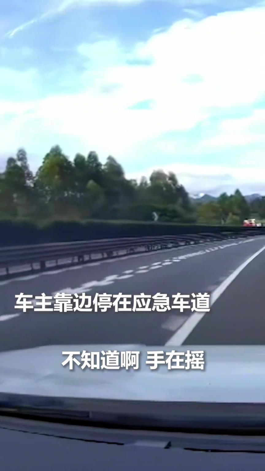 高速路上，陌生司机狂按喇叭挥手示意