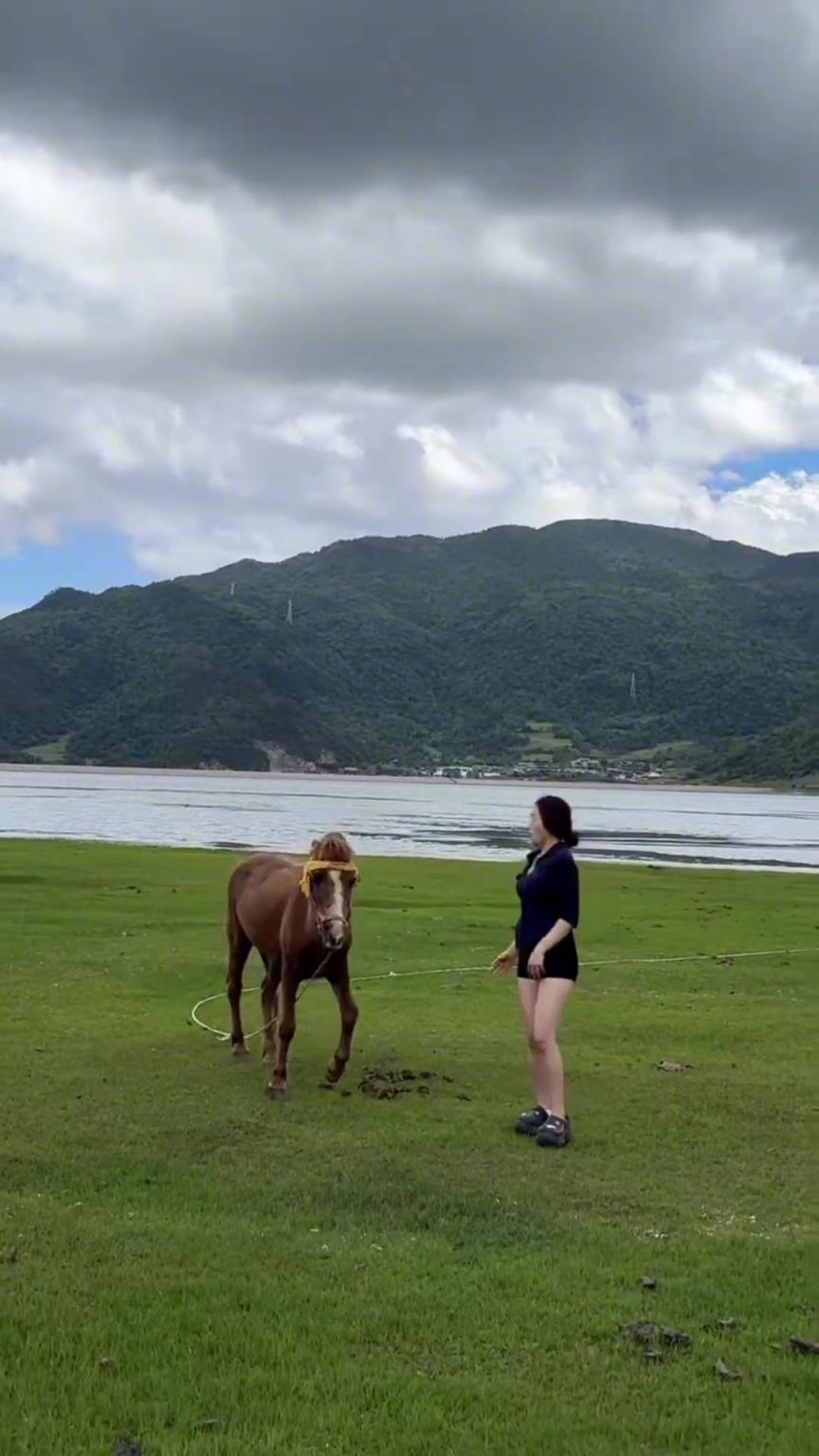 女生差點(diǎn)就被馬兒踢了呀??！