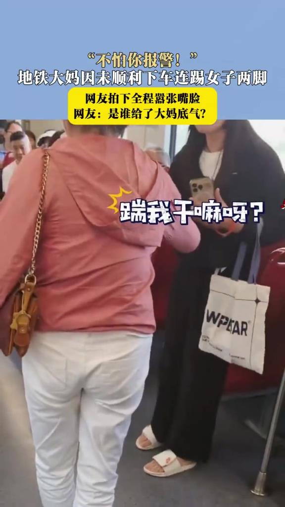 “不怕你報(bào)警”！地鐵大媽因未順利下車連踢女子兩腳