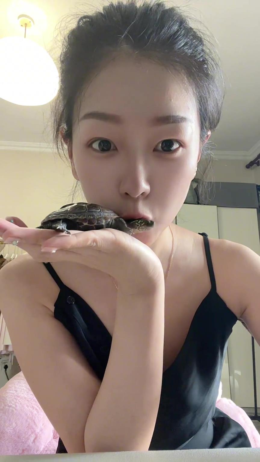 烏龜是活的嗎？女子怎么會(huì)這樣親它？！