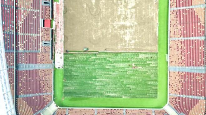 上游新闻：筹备国足18强赛，重庆龙兴足球场进行草坪移植工作