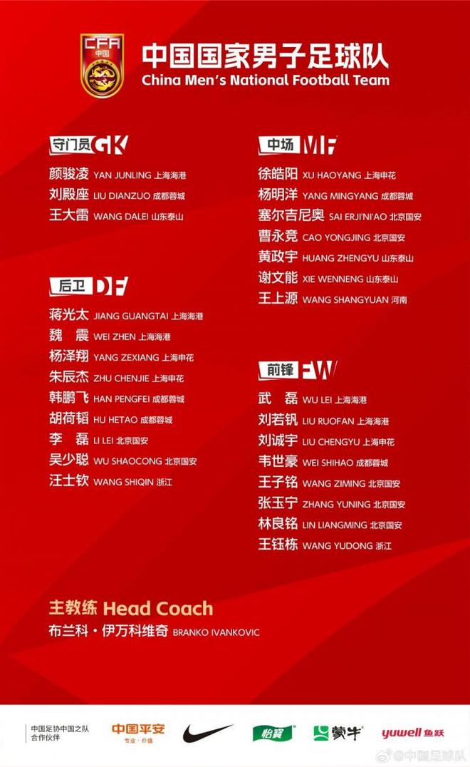 備戰18強賽生死戰，武磊回歸新一期國足，入籍楊明洋在列