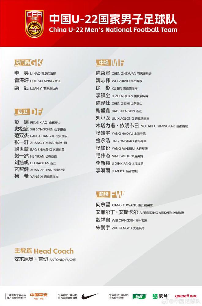 北青：U22國足大連集訓期間將安排高質(zhì)量熱身賽，對手仍待定
