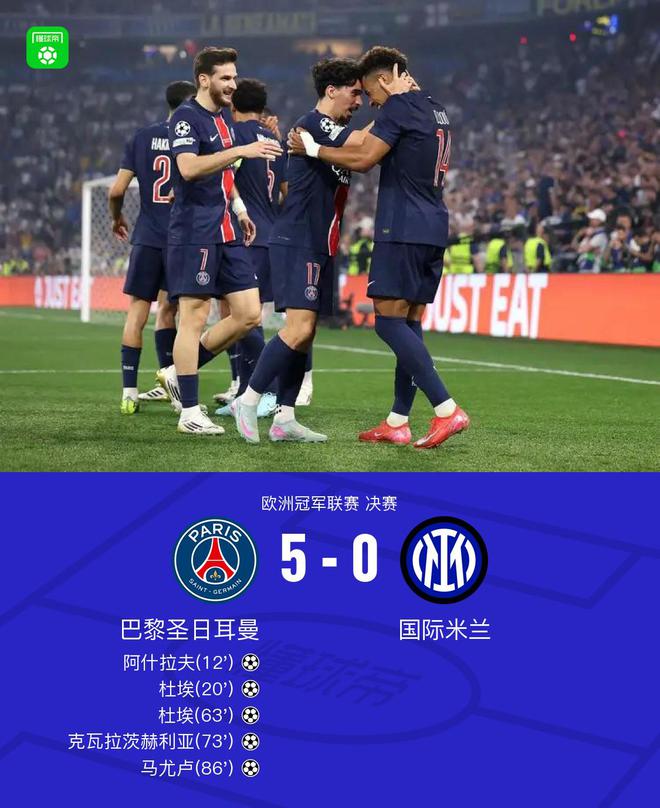 巴黎5-0國米隊史首奪歐冠，杜埃兩射一傳，阿什拉夫弒舊主