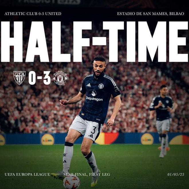 3-0畢包，曼聯(lián)是第一支歐聯(lián)杯半決賽客場半場領(lǐng)先3球的球隊