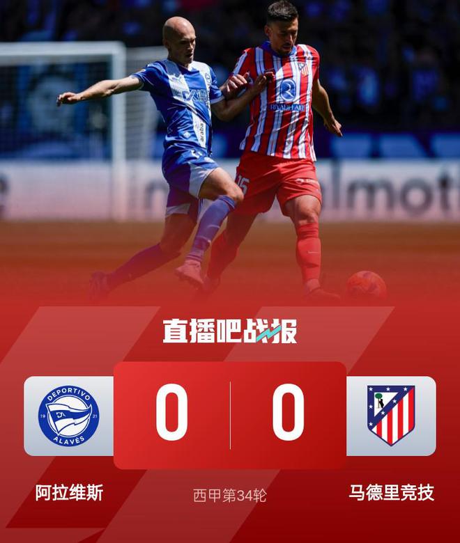 西甲-马竞0-0阿拉维斯先赛距榜首9分 阿尔瓦雷斯红牌取消