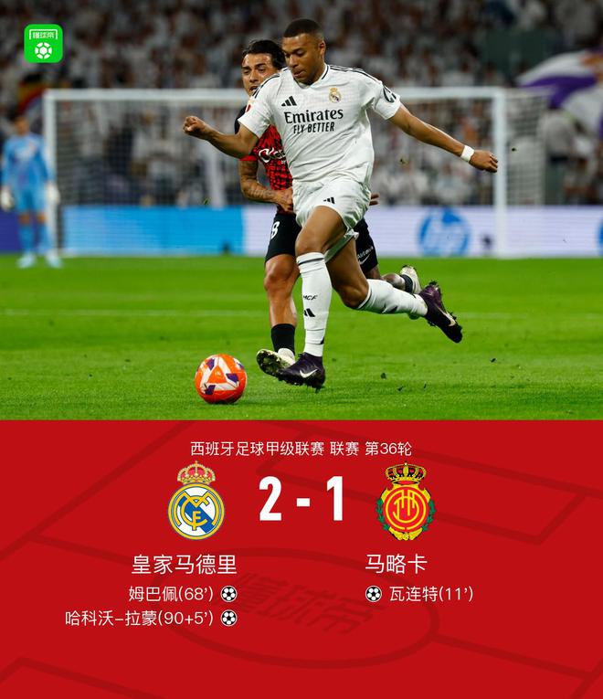 剑南春｜皇马2-1逆转马略卡，哈科沃-拉蒙读秒绝杀，姆巴佩破门