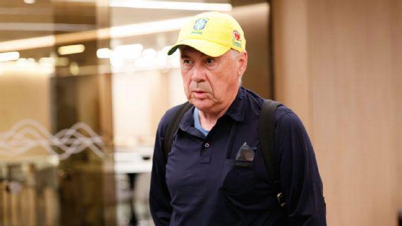 安切洛蒂已抵达巴西，周一将正式亮相并公布国家队首份名单