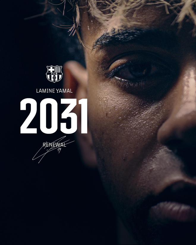 亞馬爾與巴薩續(xù)約至2031年，屆時他將年滿23歲