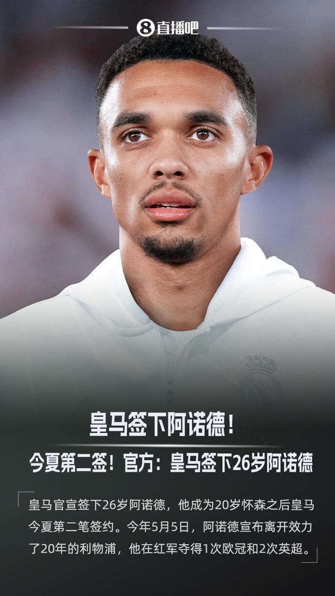 簽約6年！官方：皇馬簽下26歲右后衛阿諾德，將隨隊參加世俱杯