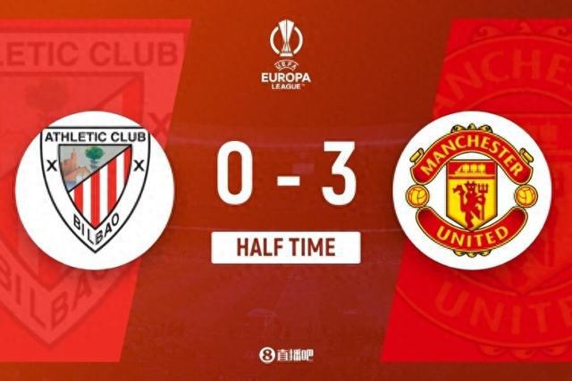 半场-曼联暂3-0十人毕巴 B费双响卡塞米罗破门霍伊伦造红点套餐
