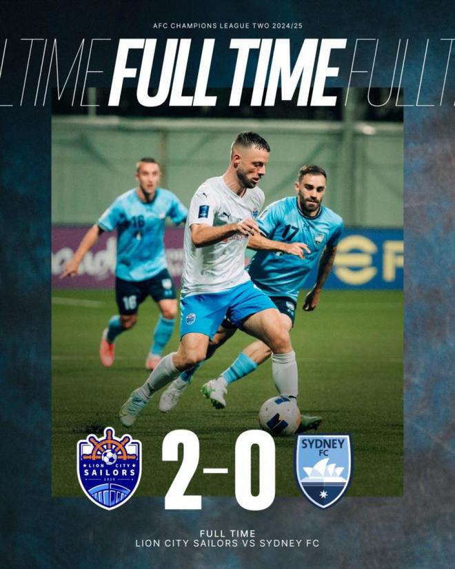 一黑到底？亞冠二級(jí)半決賽首回合，獅城水手2-0擊敗悉尼FC